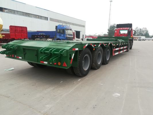 60T 100T 3 محور نصف مقطورة منخفضة ، مقطورة هيدروليكية قابلة للتمديد