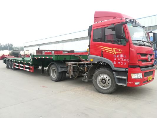 60T 100T 3 محور نصف مقطورة منخفضة ، مقطورة هيدروليكية قابلة للتمديد
